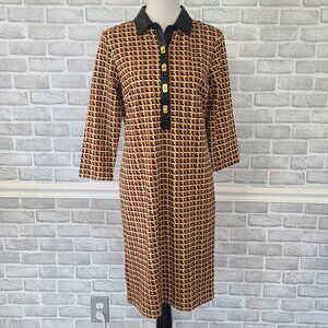 J. Mclaughlin Falcon Bainbridge Printed Point Collar Sheath Dress M NEW Classic